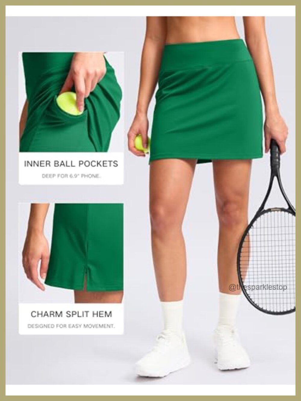 Women's Skort with Pockets | High Waisted Athletic Tennis Skirt, 16" A-Line - Picture 3 of 6